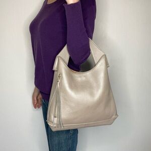 Sondra Roberts pebbled faux leather taupe purse